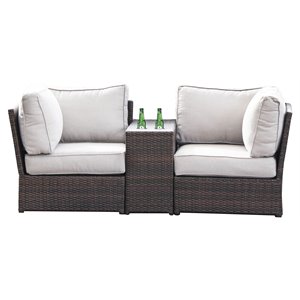 living source international 3-piece seating group with cushions in espresso/gray