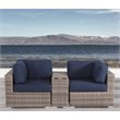 Living Source International 3-Piece Wicker and  Patio Set in Gray/Blue