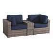 Living Source International 3-Piece Wicker and  Patio Set in Gray/Blue