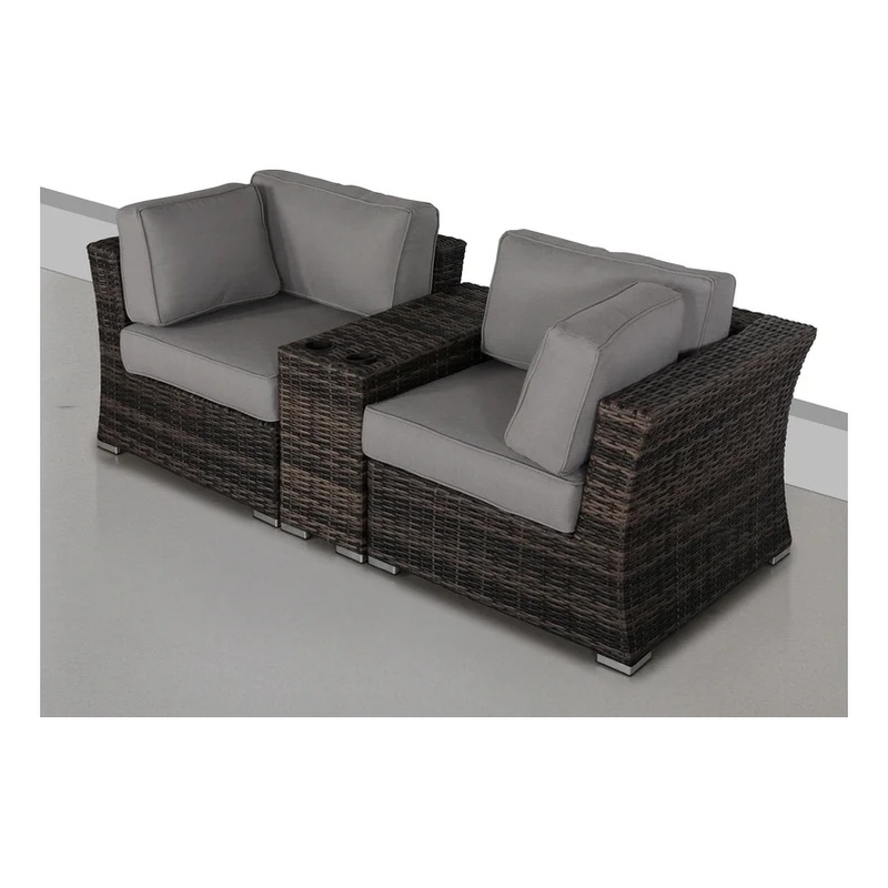 Living Source International 3-Piece Wicker / Rattan Seating Group in Espresso