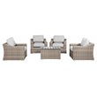 Living Source International 5-Piece Wicker Seating Group with Cushions in Gray