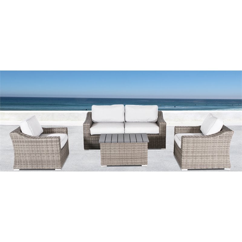 Living Source International Wicker and Olefin Dayse Seating Group in Gray