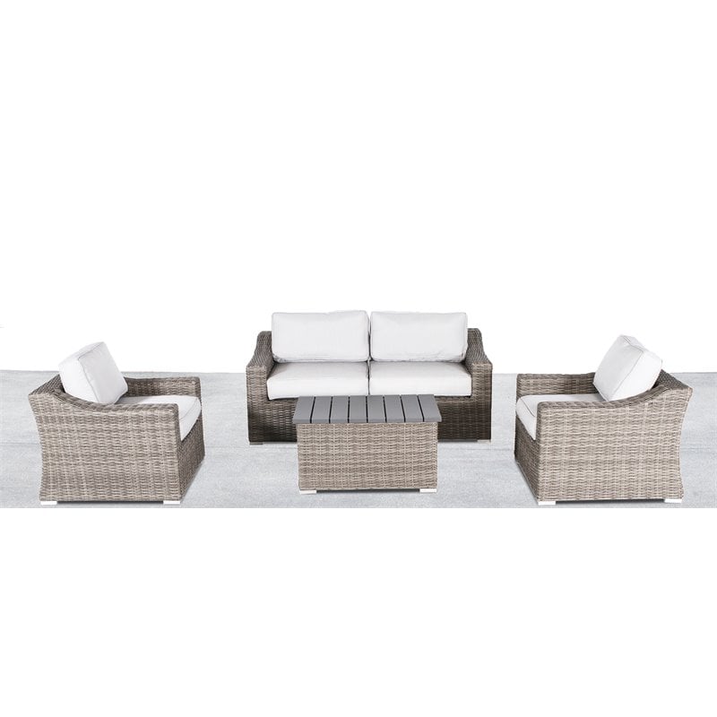 Living Source International Wicker and Olefin Dayse Seating Group in Gray