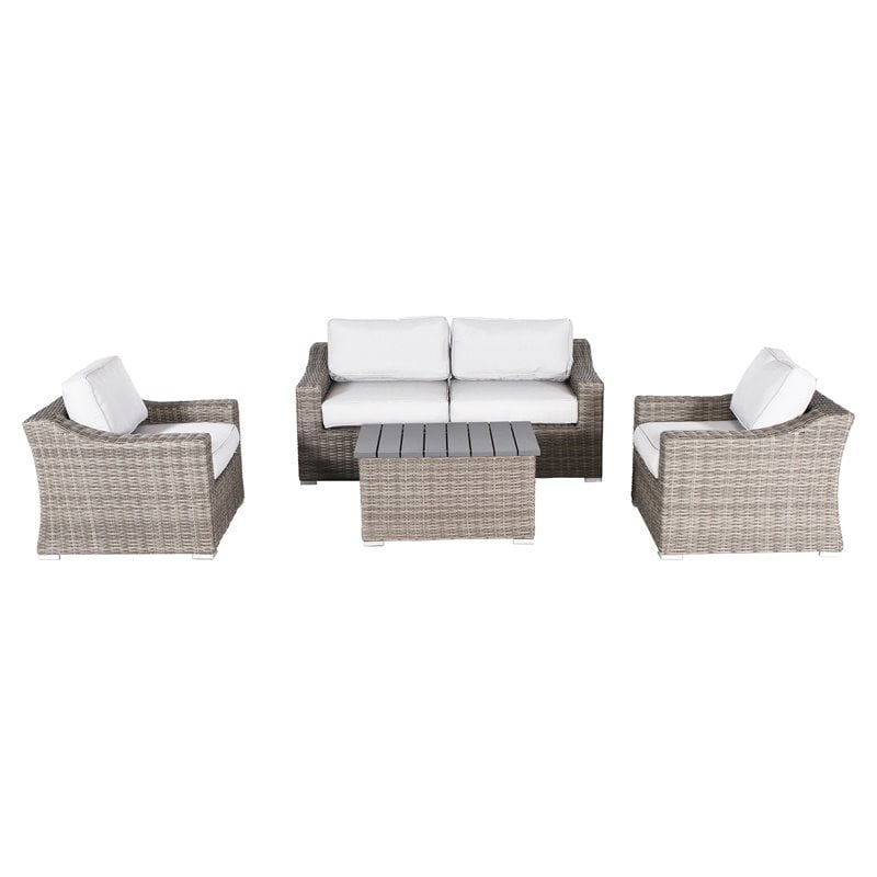 Living Source International Wicker and Olefin Dayse Seating Group in Gray