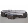 Living Source International 6-Piece Wicker Sectional Set in Espresso/Gray