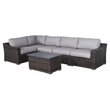 Living Source International 6-Piece Wicker Sectional Set in Espresso/Gray