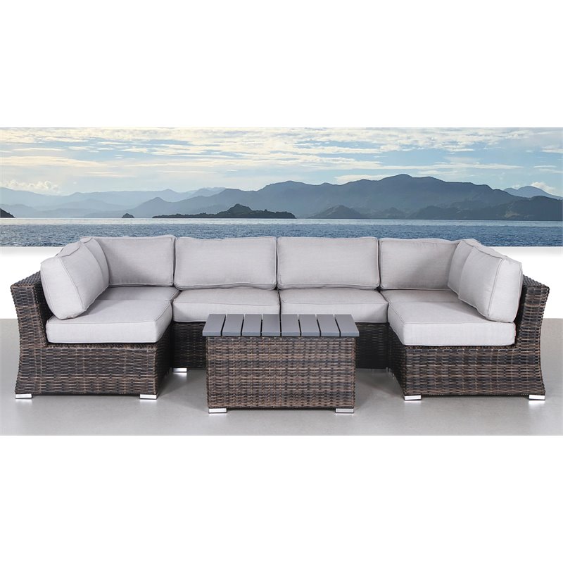 Living Source International 7-Piece Outdoor Set with Cushions in Espresso/Gray