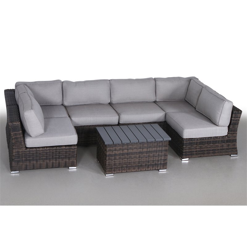 Living Source International 7-Piece Outdoor Set with Cushions in Espresso/Gray