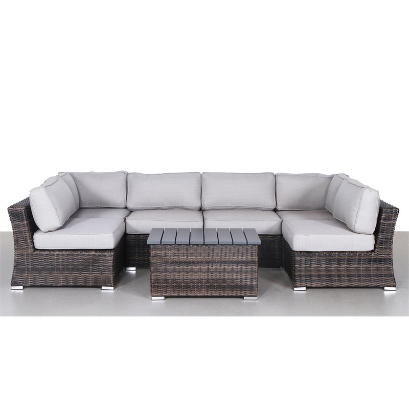 Living Source International 7-Piece Outdoor Set with Cushions in Espresso/Gray