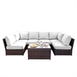 Living Source Intl 7-Piece Wicker / Rattan Outdoor Set with Cushions in Espresso