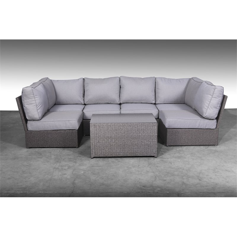 Living Source International 7-Piece Outdoor Set with Cushions in Gray