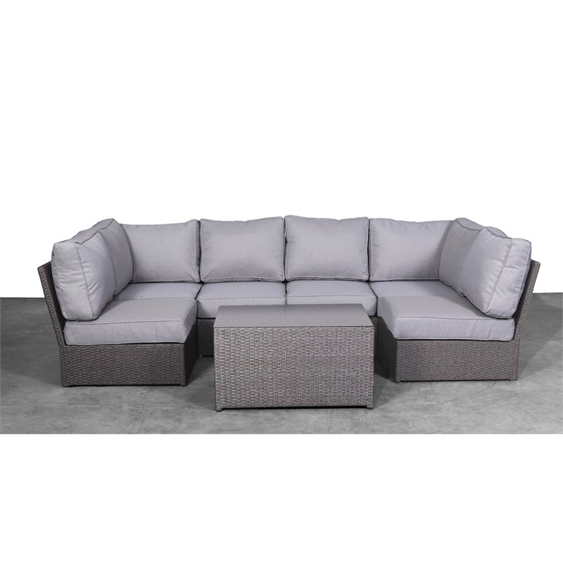 Living Source International 7-Piece Outdoor Set with Cushions in Gray