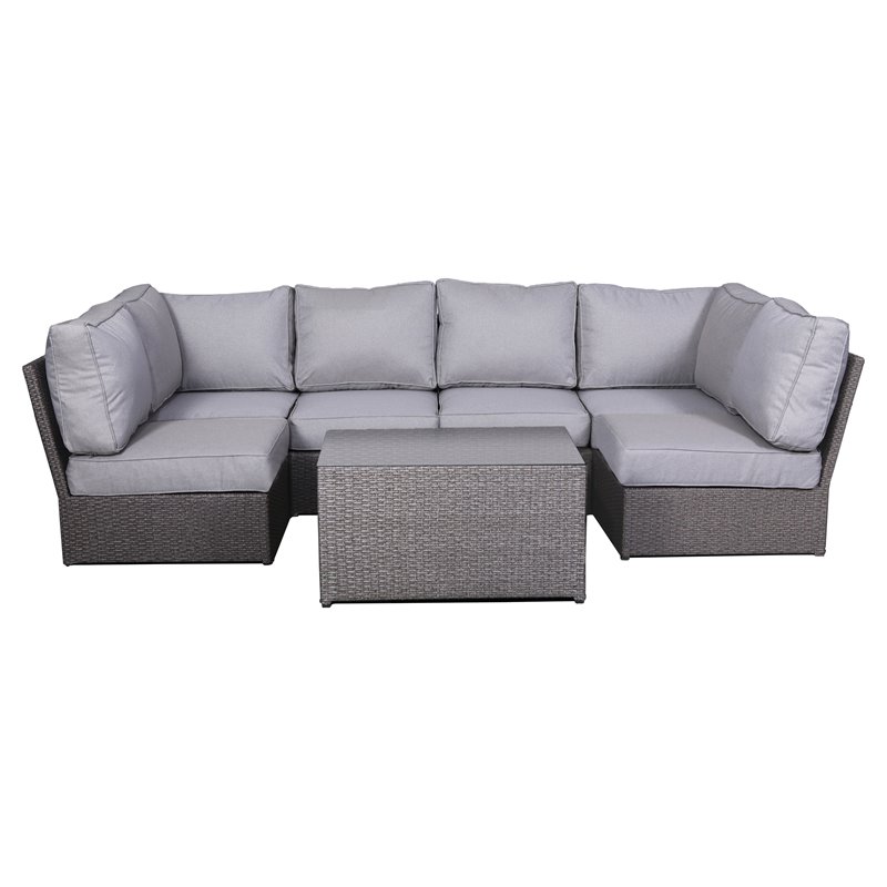 Living Source International 7-Piece Outdoor Set with Cushions in Gray