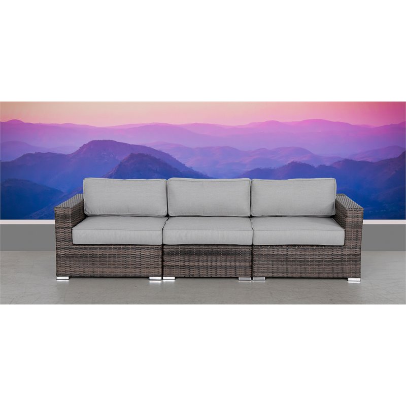 Living Source International Wicker Patio Sofa with Cushions in Gray