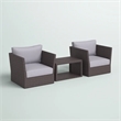 Living Source Intl 3-Pc Wicker / Rattan Seating Group w/ Cushions in Light Brown
