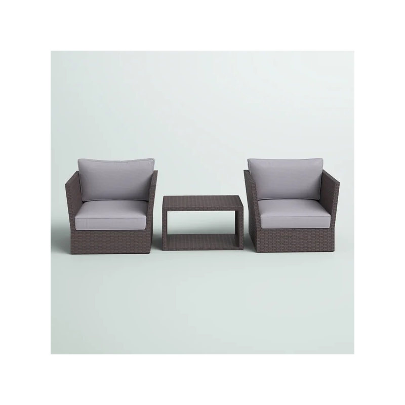 Living Source Intl 3-Pc Wicker / Rattan Seating Group w/ Cushions in Light Brown