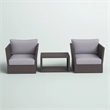 Living Source Intl 3-Pc Wicker / Rattan Seating Group w/ Cushions in Light Brown