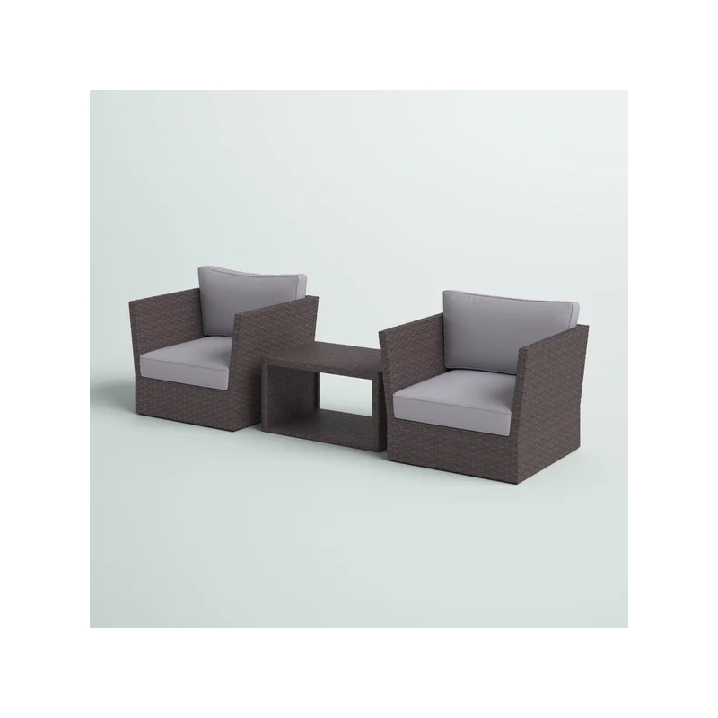 Living Source Intl 3-Pc Wicker / Rattan Seating Group w/ Cushions in Light Brown