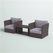 Living Source Intl 3-Pc Wicker / Rattan Seating Group w/ Cushions in Light Brown