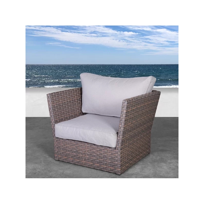 Living Source Intl 3-Pc Wicker / Rattan Seating Group w/ Cushions in Light Brown