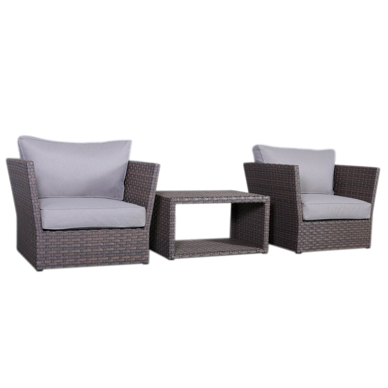 Living Source Intl 3-Pc Wicker / Rattan Seating Group w/ Cushions in Light Brown