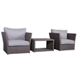 Living Source Intl 3-Pc Wicker / Rattan Seating Group w/ Cushions in Light Brown