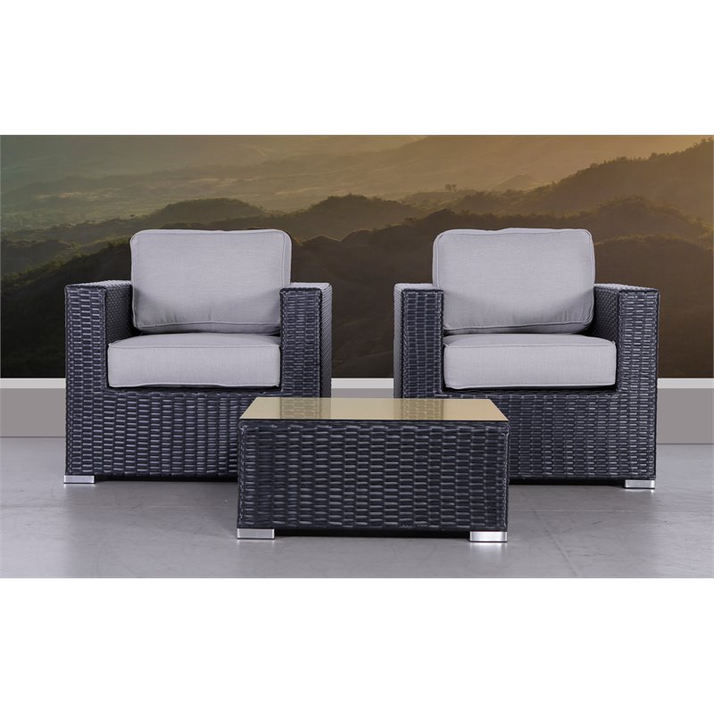 Living Source International 3-Piece Seating Group with Cushions in Black/Gray