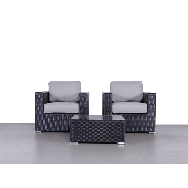 Living Source International 3-Piece Seating Group with Cushions in Black/Gray