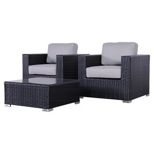 living source international 3-piece seating group with cushions in black/gray