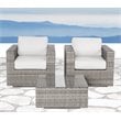 Living Source International 3-Piece Double Club Sectional Set in Gray/Canvas