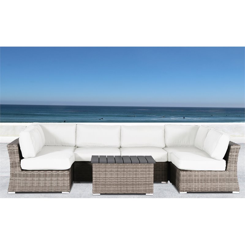 Living Source International 7-Piece Outdoor Set with Cushions in Gray/Canvas
