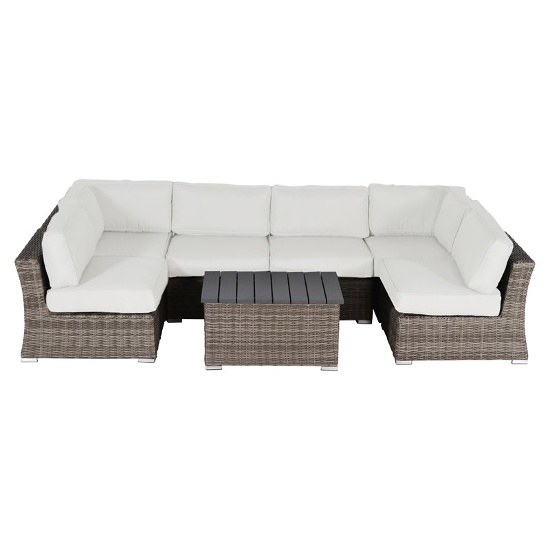 Living Source International 7-Piece Outdoor Set with Cushions in Gray/Canvas