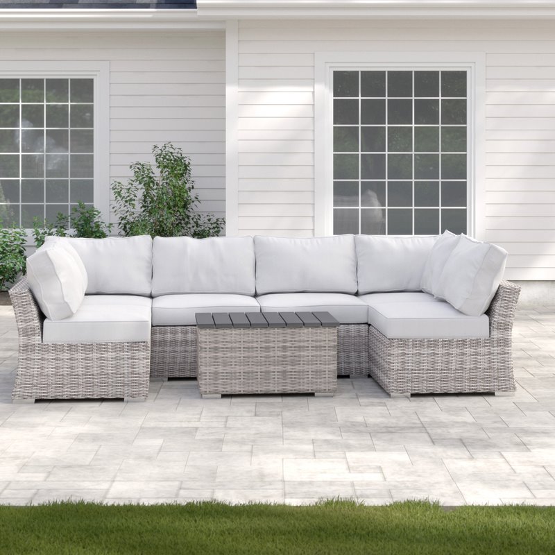 Living Source International 7-Piece Outdoor Seating Set with Cushions in Gray