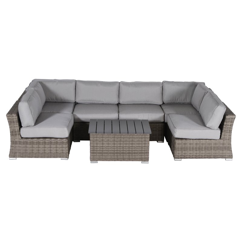 Living Source International 7-Piece Outdoor Seating Set with Cushions in Gray