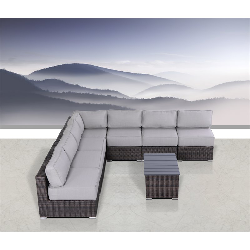 Living Source International 8-Piece Seating Group w/ Cushion in Brown/Gray