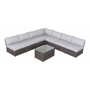 living source international 8-piece seating group with cushions in brown/gray