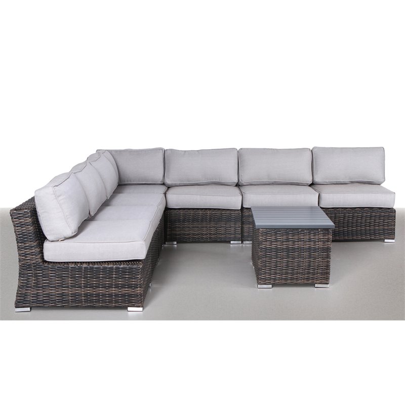 Living Source International 8-Piece Sectional Set with Cushions in Espresso/Gray