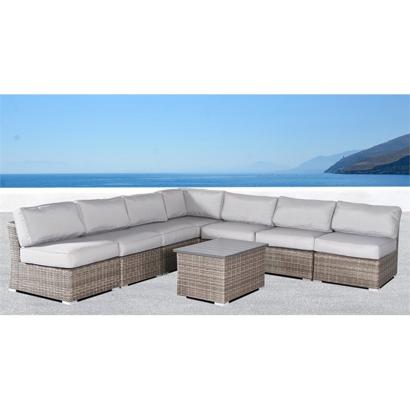 Living Source International 8-Piece Sectional Seating Group with Cushions - Gray