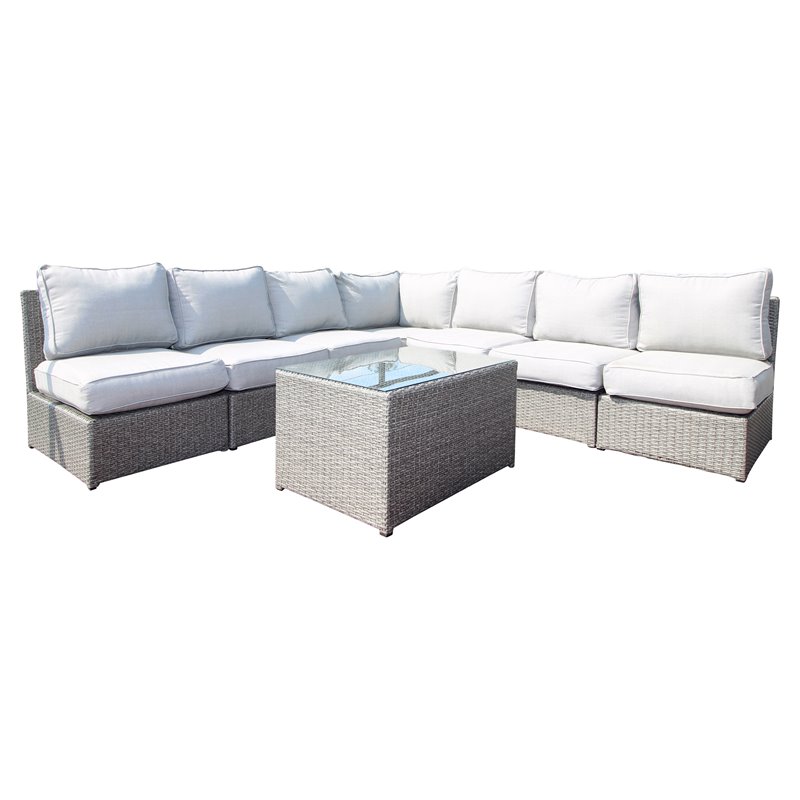 Living Source International 8-Piece Sectional Seating Group with Cushion in Gray