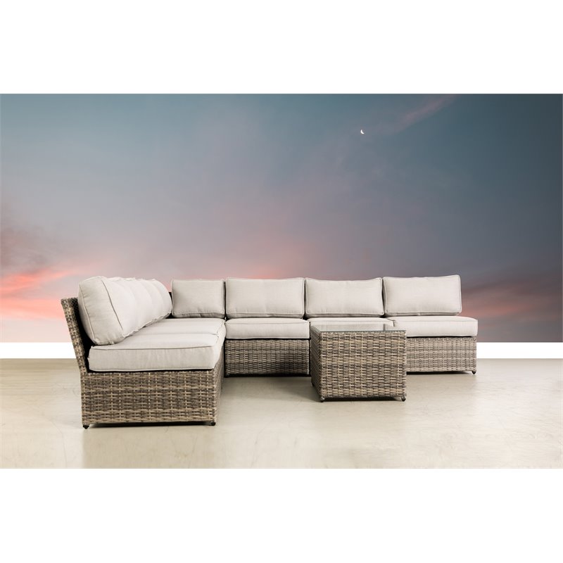 Living Source International 8-Piece Wicker and Olefin Sectional Set in Gray