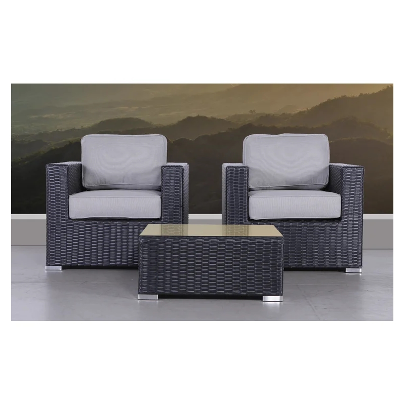 Living Source International 3-Piece Wicker / Rattan Seating Group in Brown