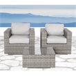 Living Source International 3-Piece Wicker Sectional Set with Cushions in Gray