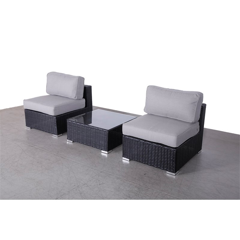 Living Source International 3-Piece Seating Group with Cushion in Black and Gray