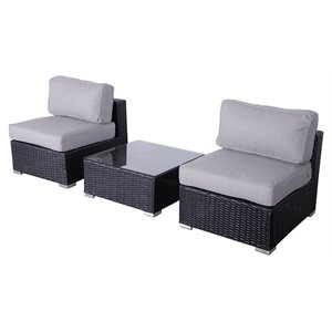 living source international 3-piece seating group with cushion in black and gray