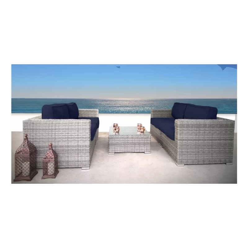 Living Source Intl Outdoor Wicker / Rattan Loveseat with Cushions in Gray