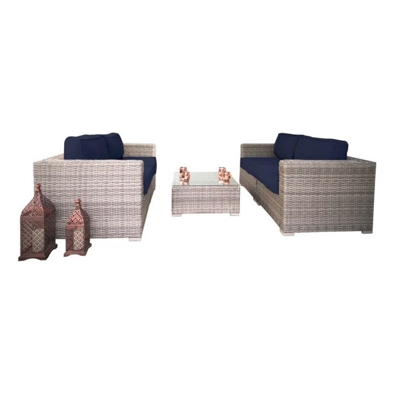 Living Source Intl Outdoor Wicker / Rattan Loveseat with Cushions in Gray