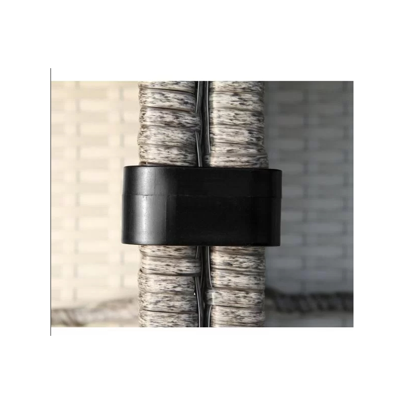 Living Source Intl Outdoor Wicker / Rattan Loveseat with Cushions in Gray