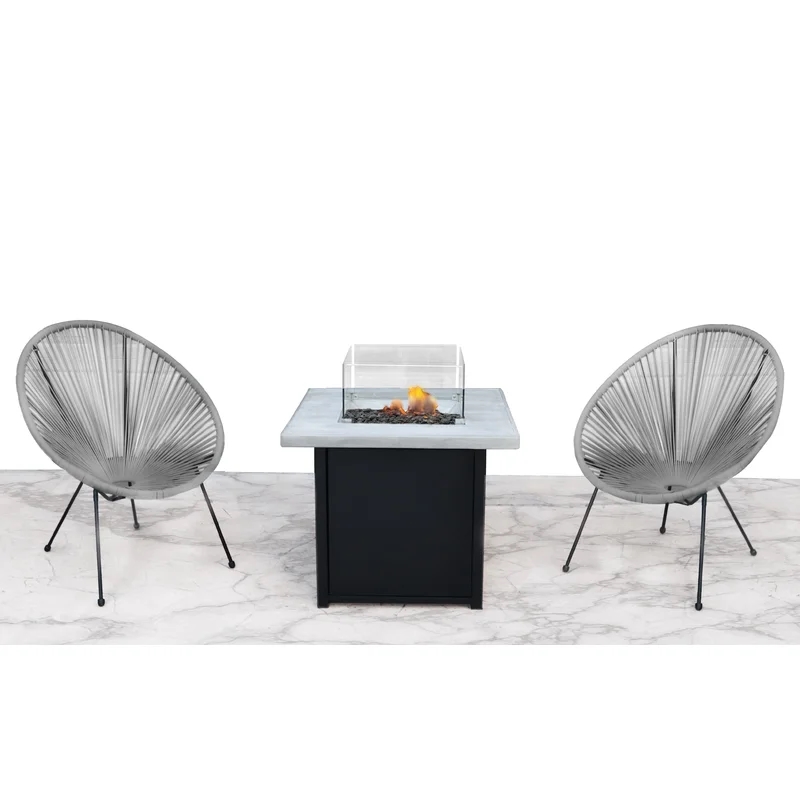 Living Source International 3-Piece Wicker / Rattan Seating Group in Gray