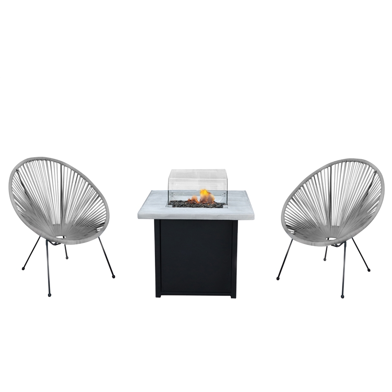 Living Source International 3-Piece Wicker / Rattan Seating Group in Gray