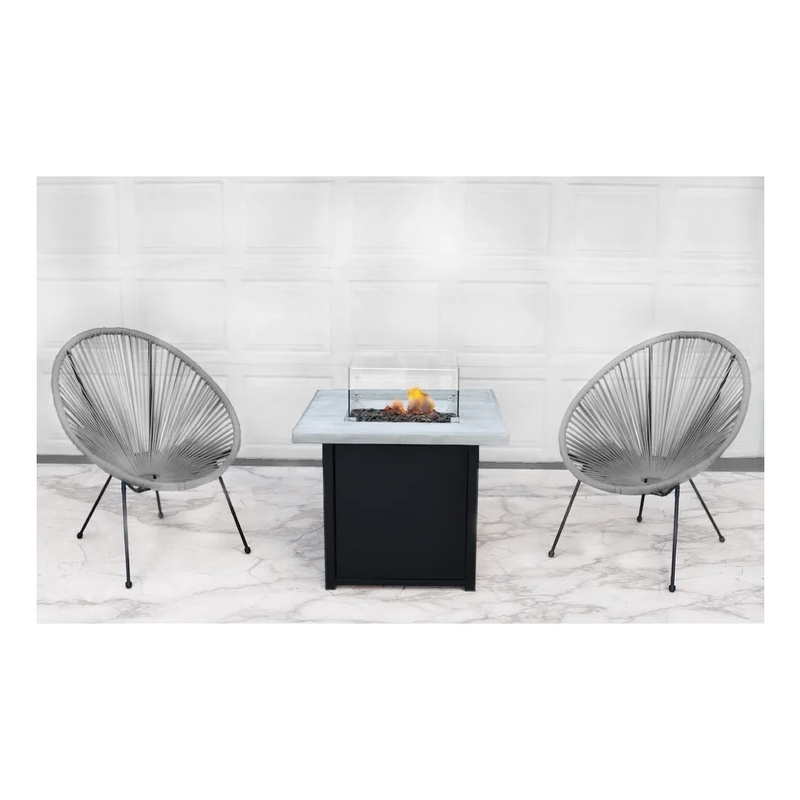 Living Source International 3-Piece Wicker / Rattan Seating Group in Gray